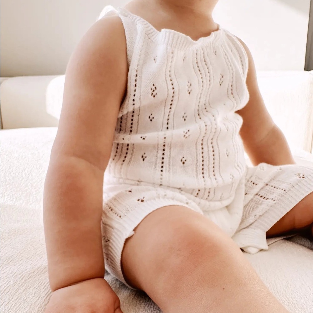 POINTELLE ROMPER - WHITE - Picture 4 of 7